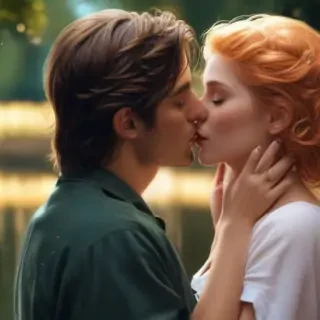 couple kissing aesthetic