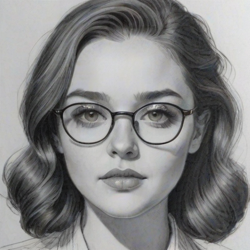 Sublime Madison Davenport, pencil sketch, portrait of Wonderful woman 1947s in glasses, hair style beatnik, outline, clear lines, fine lines, 8k