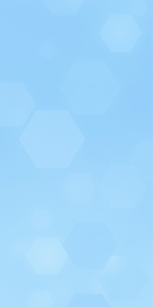 Create a high-resolution abstract background with a soft blue gradient, featuring hexagonal shapes of varying sizes and transparency, captured with a DSLR camera at f/8 aperture, ISO 100, 50mm lens, wide-angle view, using a soft focus style for enhanced depth.