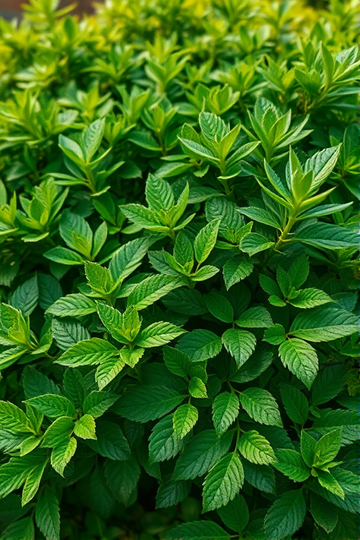 Generate a highly detailed illustration of a lush green bush, with a slight focus on varying leaf textures, captured in natural light using a DSLR camera with a 50mm lens, f/2.8 aperture, ISO 100, and a shallow depth of field to enhance the quality and vibrancy of the foliage.