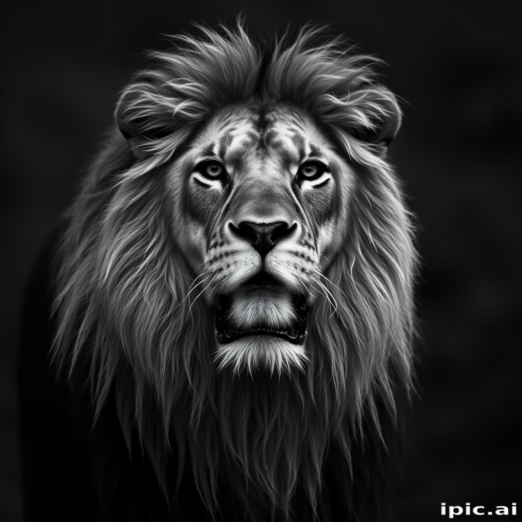 lion black and white