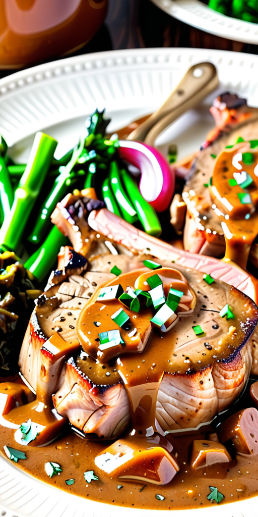 smothered pork chops in brown gravy