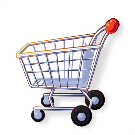 create a high-resolution image of a shopping cart icon with a transparent background, camera settings f/2.8, ISO 100, shutter speed 1/200s, camera view top-down, camera style vector art, camera type digital illustration