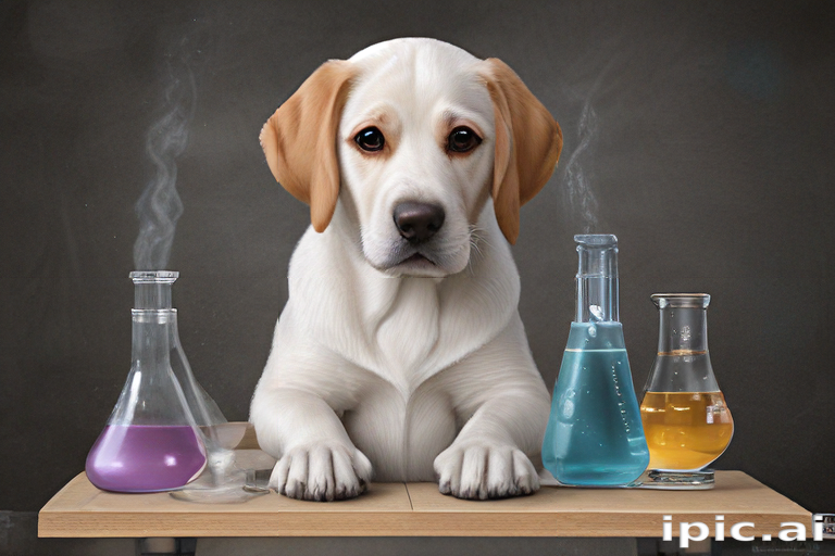 Curious Labrador Dog Conducting Experiments in a Colorful Science Lab