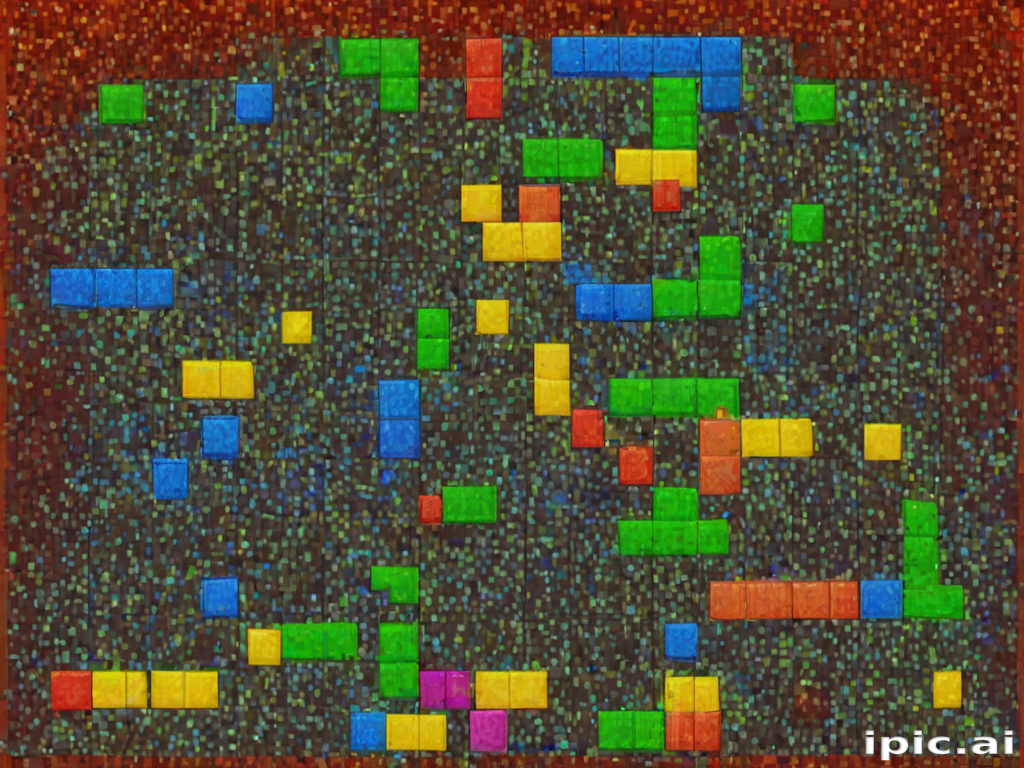 Colorful Array of Blocks Forming a Complex Game Level Design