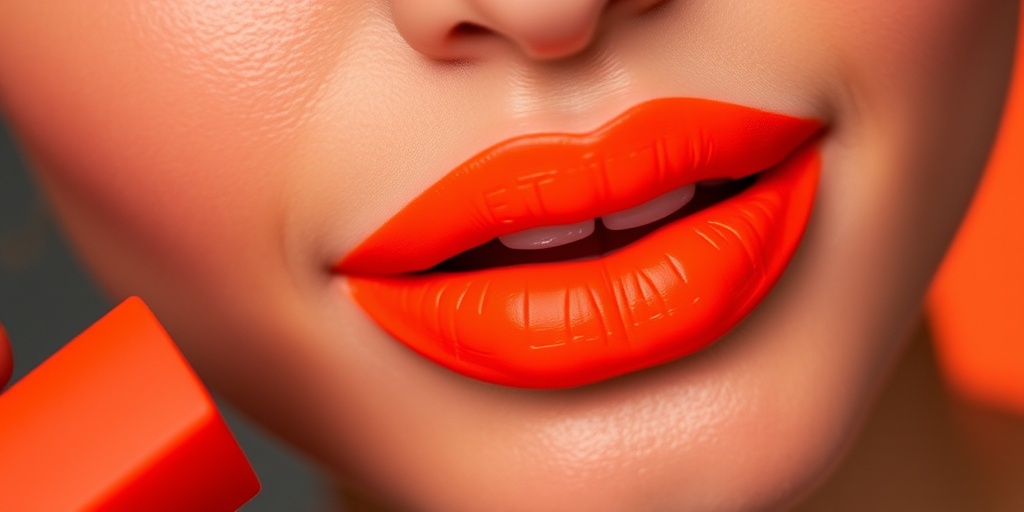 Neon orange lip stain with a matte finish, called "Electric Tangerine," providing a vibrant pop of color that lasts all day