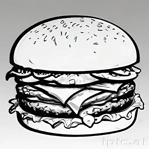 hamburger clipart black and white
