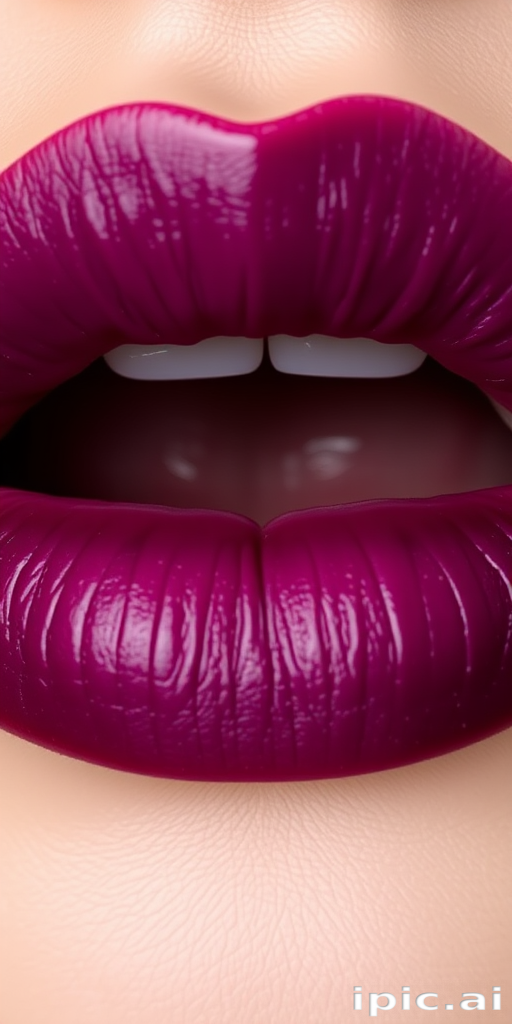 Luscious berry-stained lips with a rich, deep purple center fading to a softer mauve at the edges, giving a natural and effortless bitten look