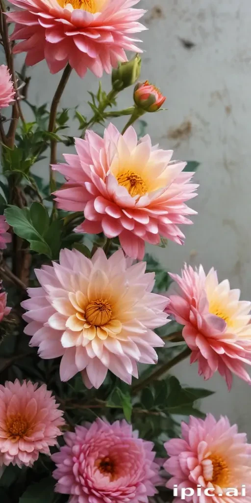 Vibrant Pink and Yellow Flowers Blooming Against a Soft Background