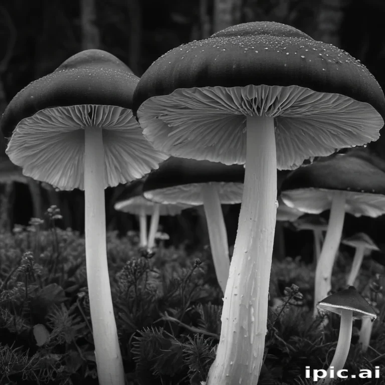 mushroom black and white
