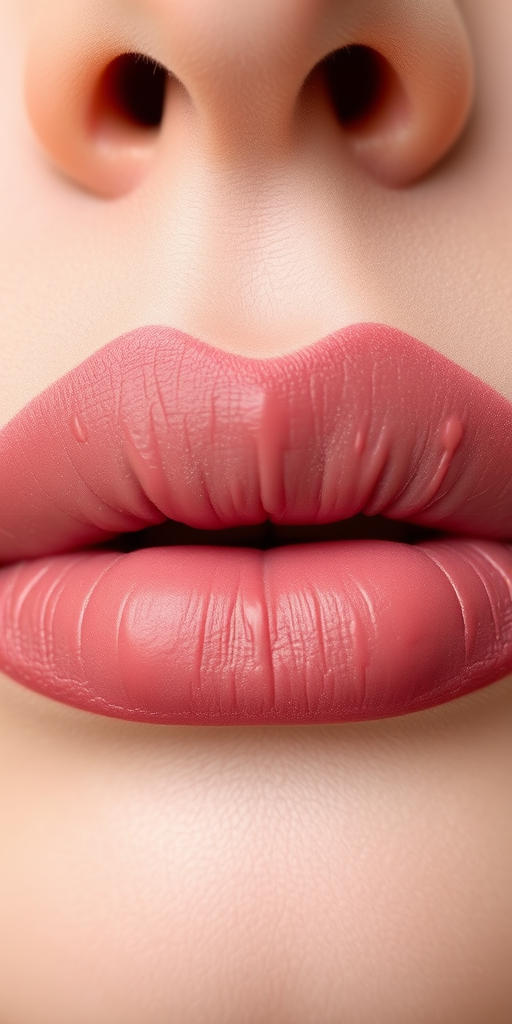 Dusty mauve lips with a powdery matte texture, named "Vintage Blush," offering a soft, romantic look with a velvet-like appearance