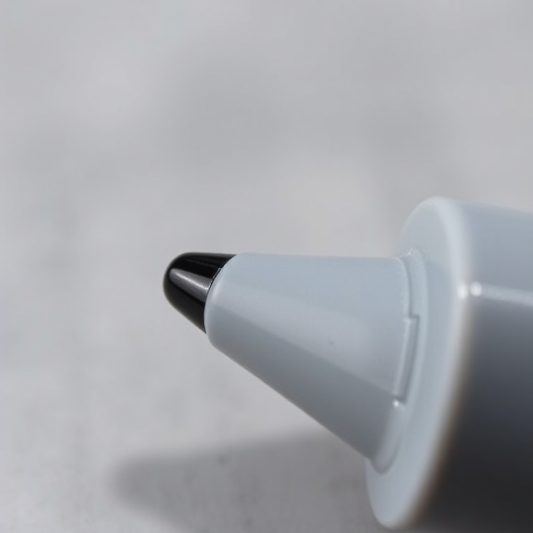 Create a high-resolution image of a gray marker with a black tip, using a DSLR camera at f/2.8 aperture, 50mm lens, natural lighting, and a shallow depth of field to enhance detail and focus.