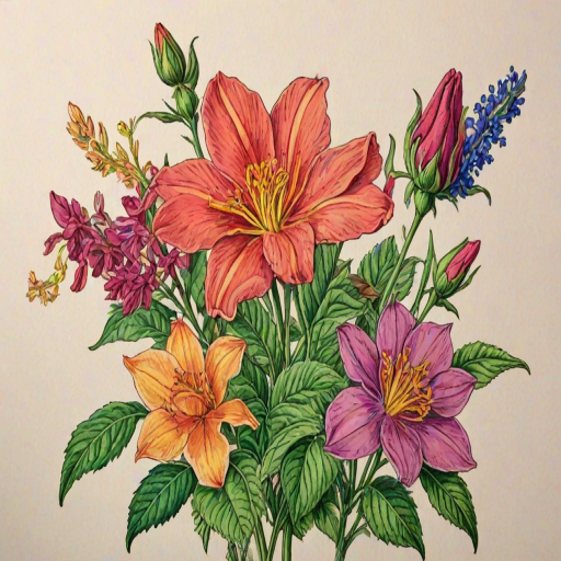 flower drawings color