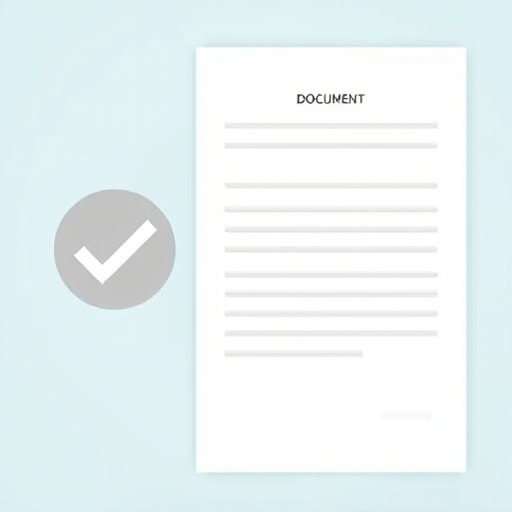 Create a high-resolution digital document with a light blue background, soft gradient, a circular gray checkmark icon on the left, and a variety of aligned text lines in an elegant font, shot with a DSLR camera at f/2.8 aperture, ISO 100, 50mm lens, with natural daylight for even lighting and a slight vignette effect.