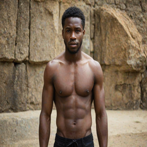 black shirtless man