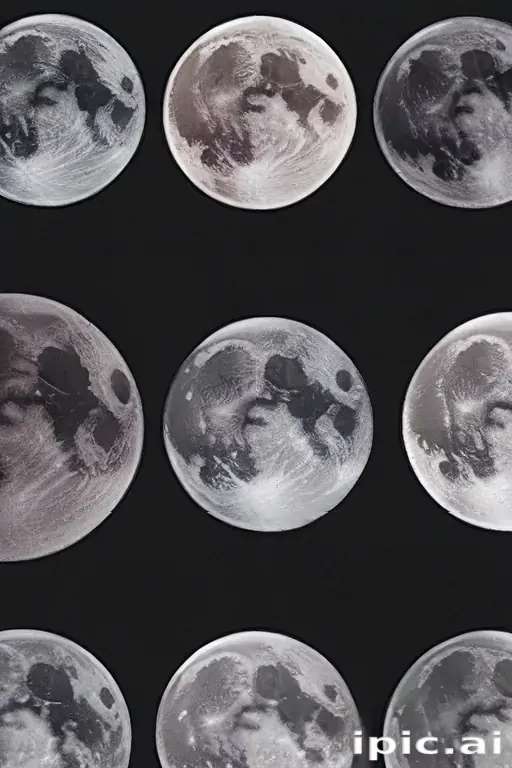 Moon Distressing Background Artistic Compilation of the Moon's Phases Against a Dark Background