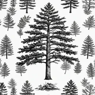 black and white pine tree clipart