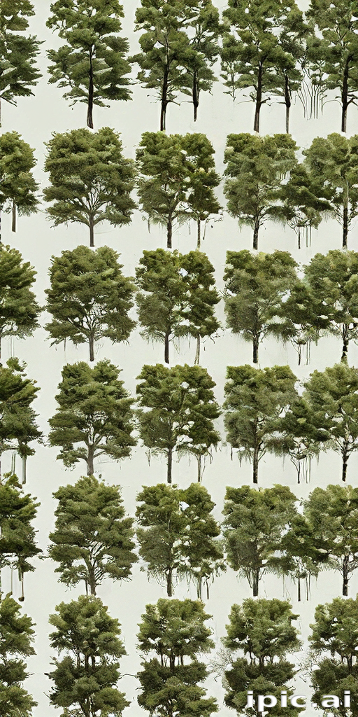 A Lush Forest Pattern Featuring Various Types of Green Trees.