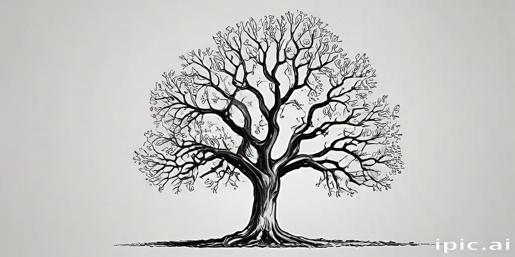 oak tree clipart black and white