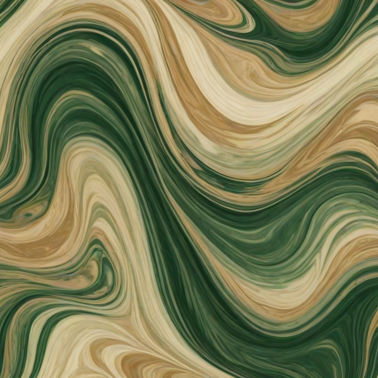 generate an abstract image of flowing green and beige marble patterns with intricate wavy lines and smooth gradients