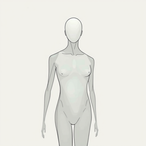 Create a high-resolution digital illustration of an abstract human figure with a simple, minimalistic style, using a 50mm lens, f/1.8 aperture, ISO 100, shot from a straight-on view with soft lighting and a blurred background.