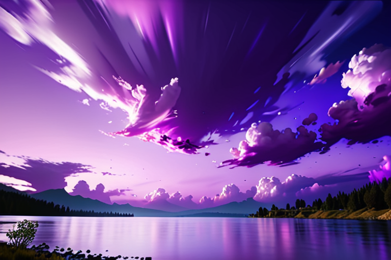 Vibrant Sunset Over Tranquil Lake Surrounded by Majestic Mountains and ...