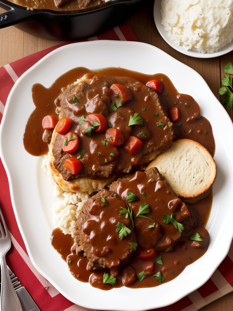 swiss steak with brown gravy