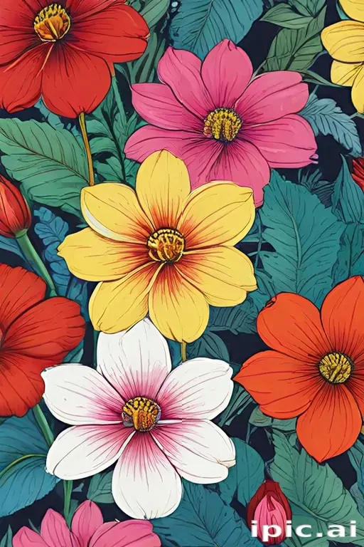 Vibrant Floral Arrangement Featuring Colorful Blooms Against a Dark ...