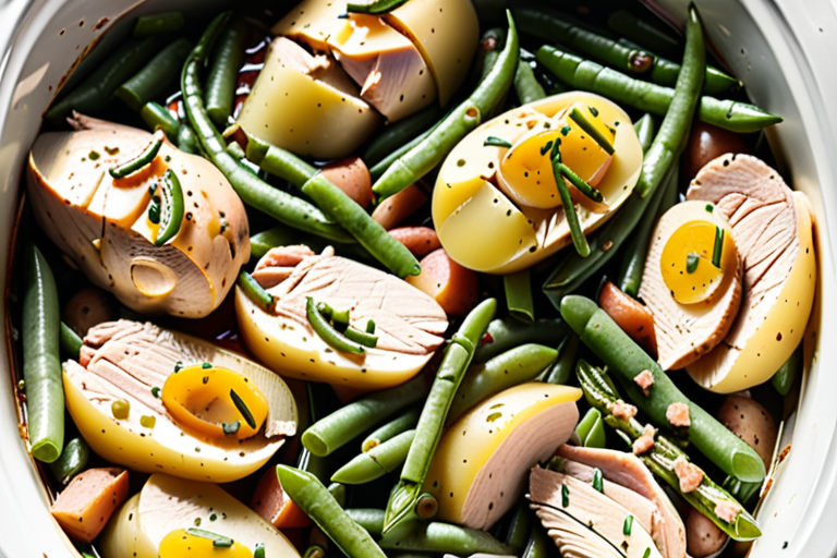 slow cooker chicken potatoes green beans