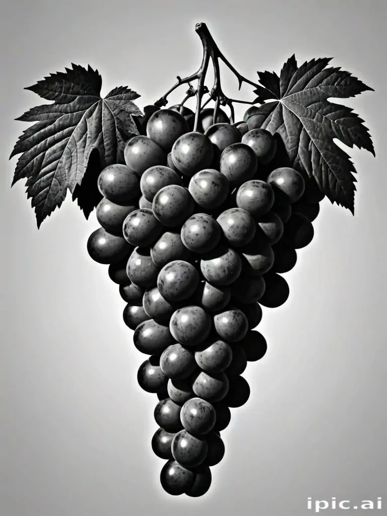 grapes clipart black and white