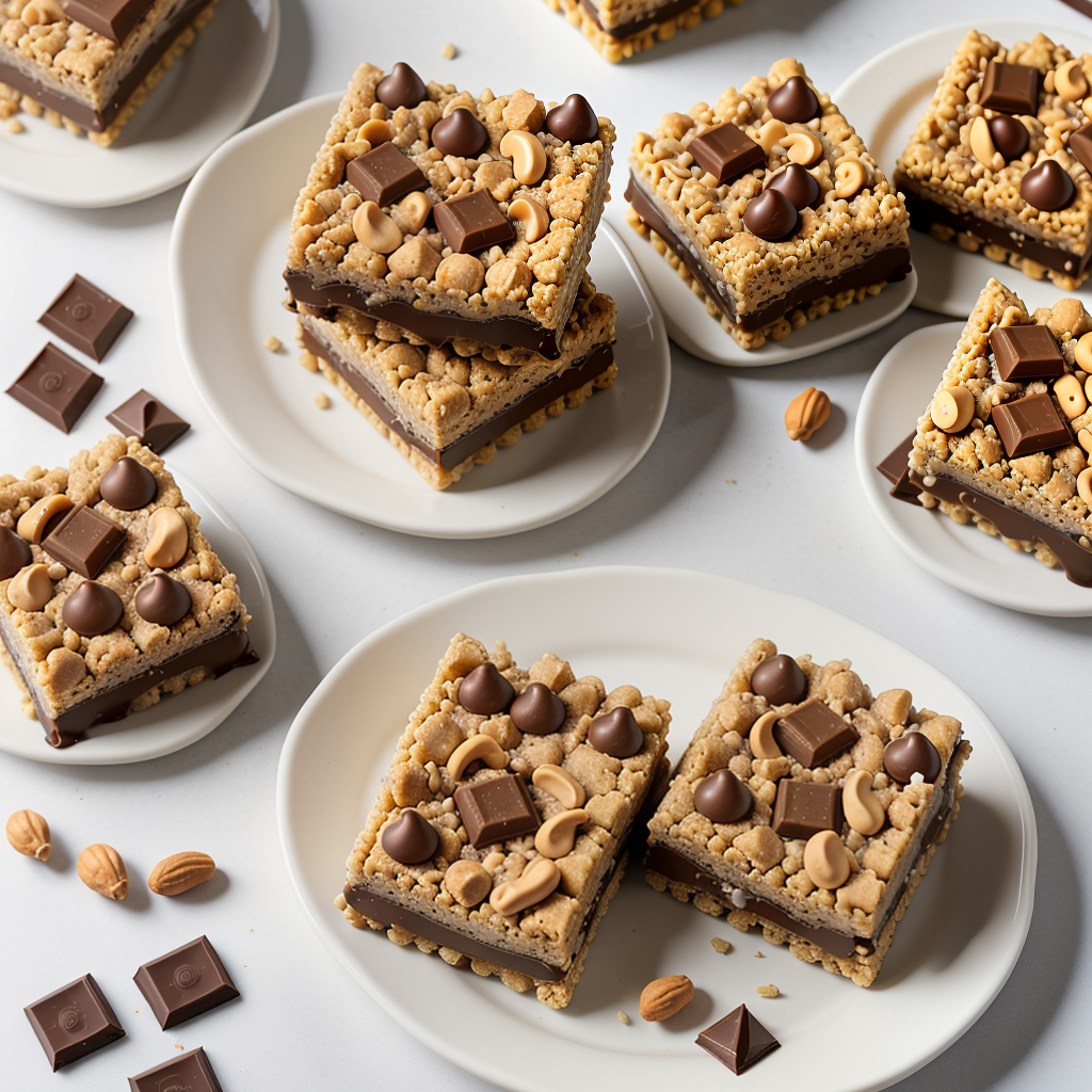 peanut butter rice crispy treats with chocolate