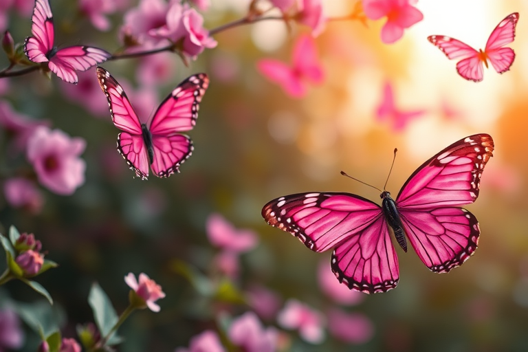 images of pink butterflies