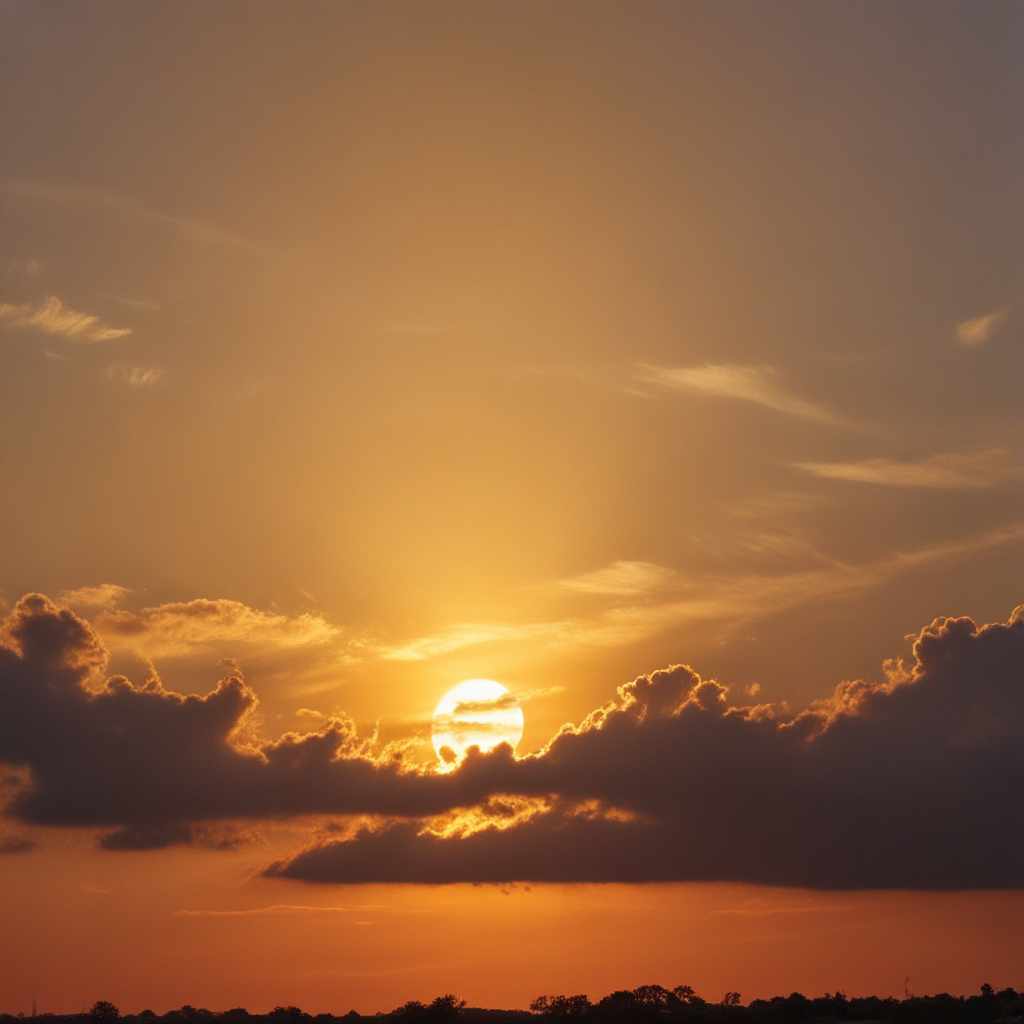 horizontal picture of sun rise, yellow, orange and maroon
