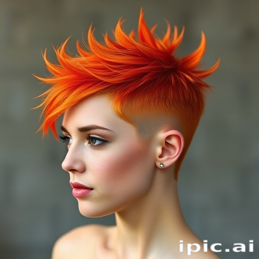 Fiery orange pixie cut with textured spikes, the "Phoenix Flame" style symbolizes rebirth and daring transformation for the fearless trendsetter