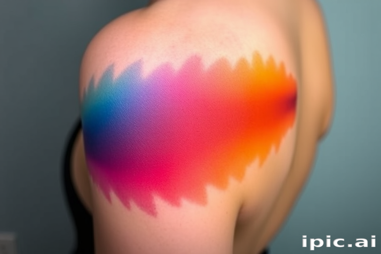 Gradient color tattoo titled "Spectrum Shift" featuring a smooth transition of vibrant hues across the design, creating a mesmerizing optical effect, celebrated for its modern and eye-catching appearance
