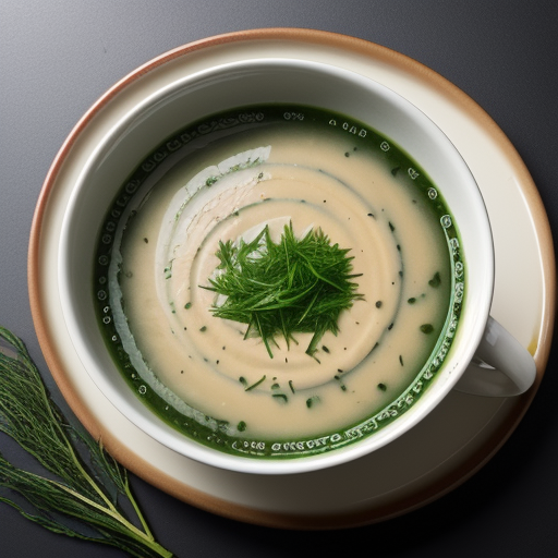 soup garnished with seaweed crossword