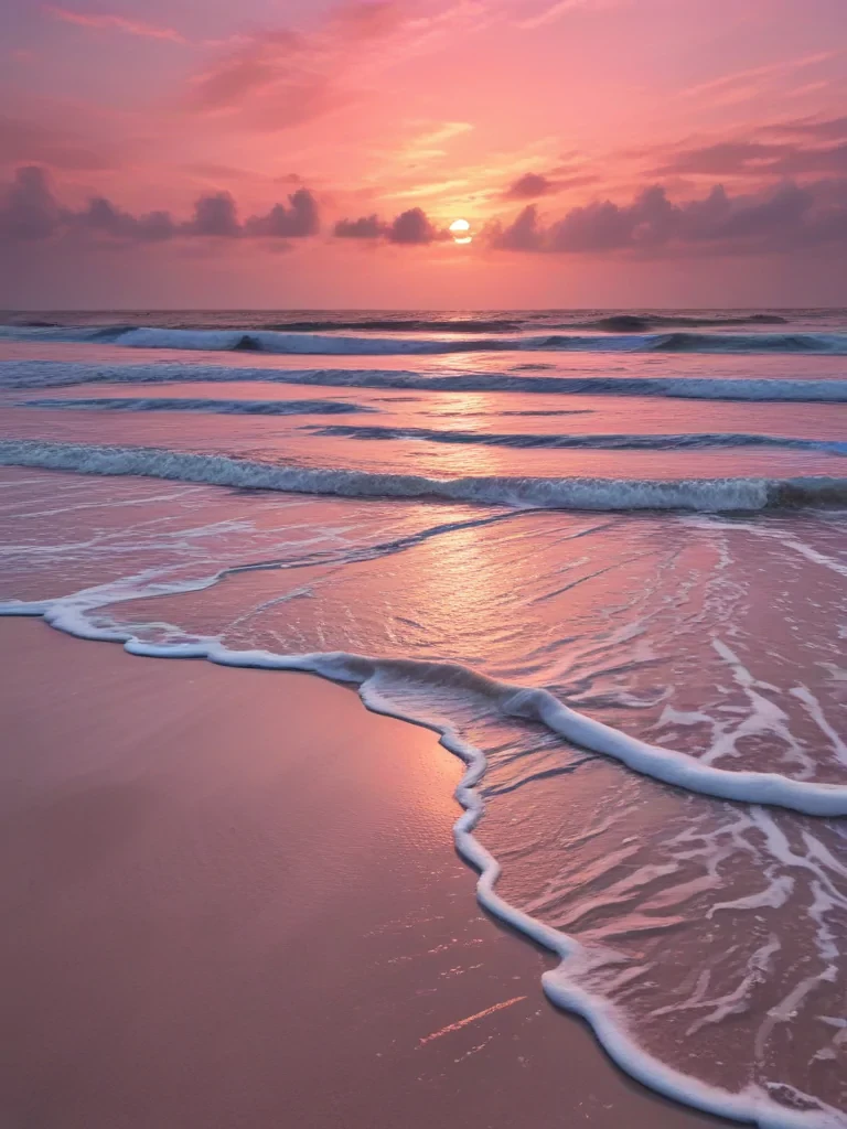 pink beach sunset