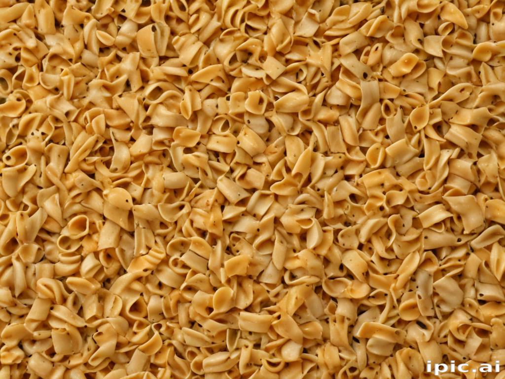 A Close-Up View of Various Twisted Pasta Shapes Spread Evenly on Surface.