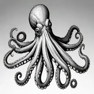 octopus clipart black and white