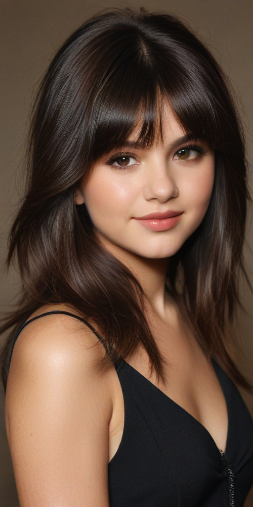 selena gomez bangs hair