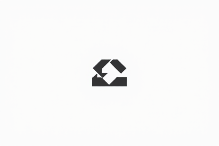 Generate a high-resolution image of a minimalist logo with clean geometric shapes, using a Canon EOS R5 camera with a 50mm f/1.2 lens, set at ISO 100, aperture f/8, shutter speed 1/200s, in a soft studio lighting setup with a plain white background.