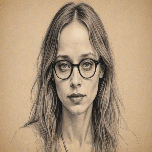Sublime Fiona Apple, pencil sketch, portrait of Gorgeous woman 1926s in glasses, hair style beatnik, outline, clear lines, fine lines, 8k
