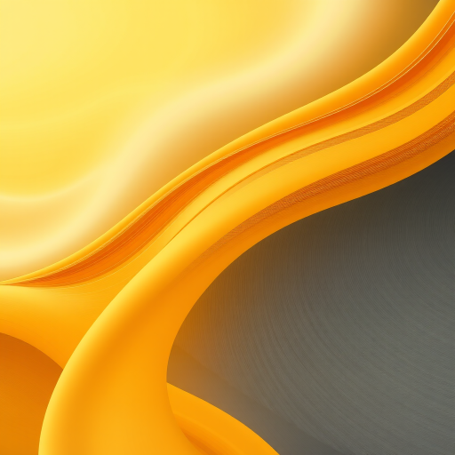 Generate an abstract image of flowing and wavy lines in shades of yellow, gray, and orange with a smooth texture, using a DSLR camera, 50mm lens, aperture f/2.8, ISO 100, natural light, and a focus on capturing fine details and color gradients.