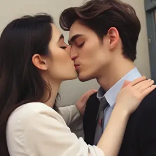 couple kissing aesthetic