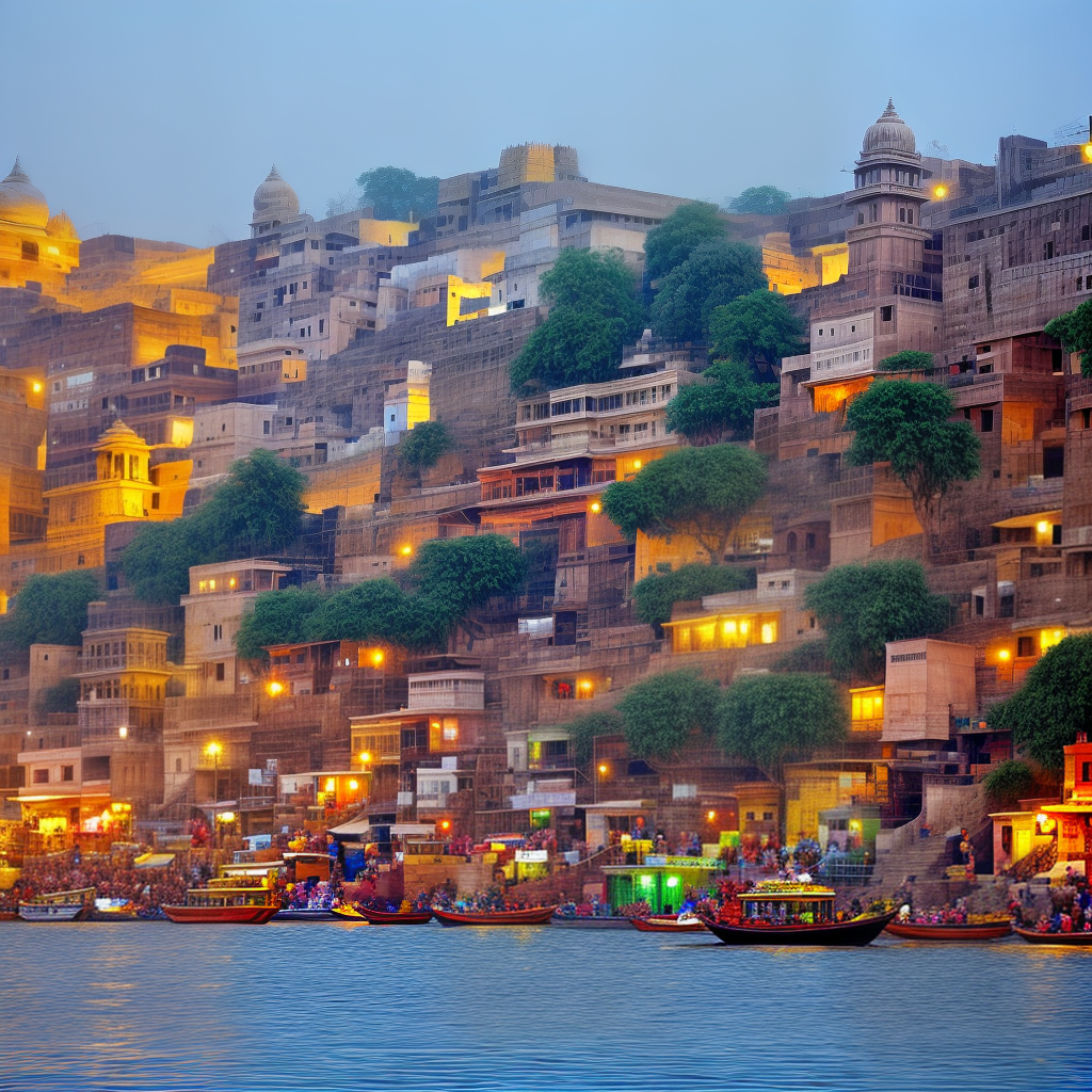 A mesmerising scene of sunset on the ghat of Varanasi