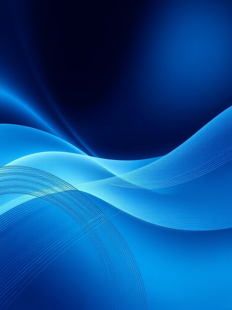 Create an abstract design featuring smooth blue gradients and fine, intricate lines curving across the canvas, captured with a DSLR camera at f/8 aperture, ISO 100, 1/250 sec shutter speed, using a wide-angle lens for a dynamic perspective.