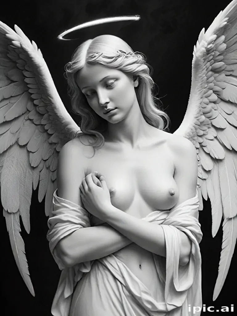 black and white angel drawings