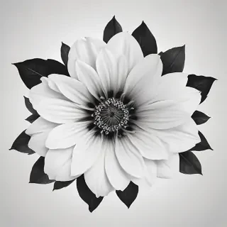black and white flower png