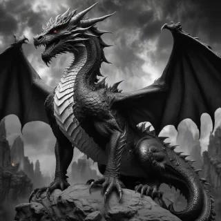 dragon black and white