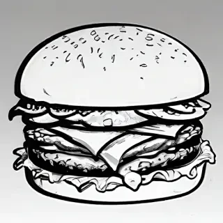 hamburger clipart black and white